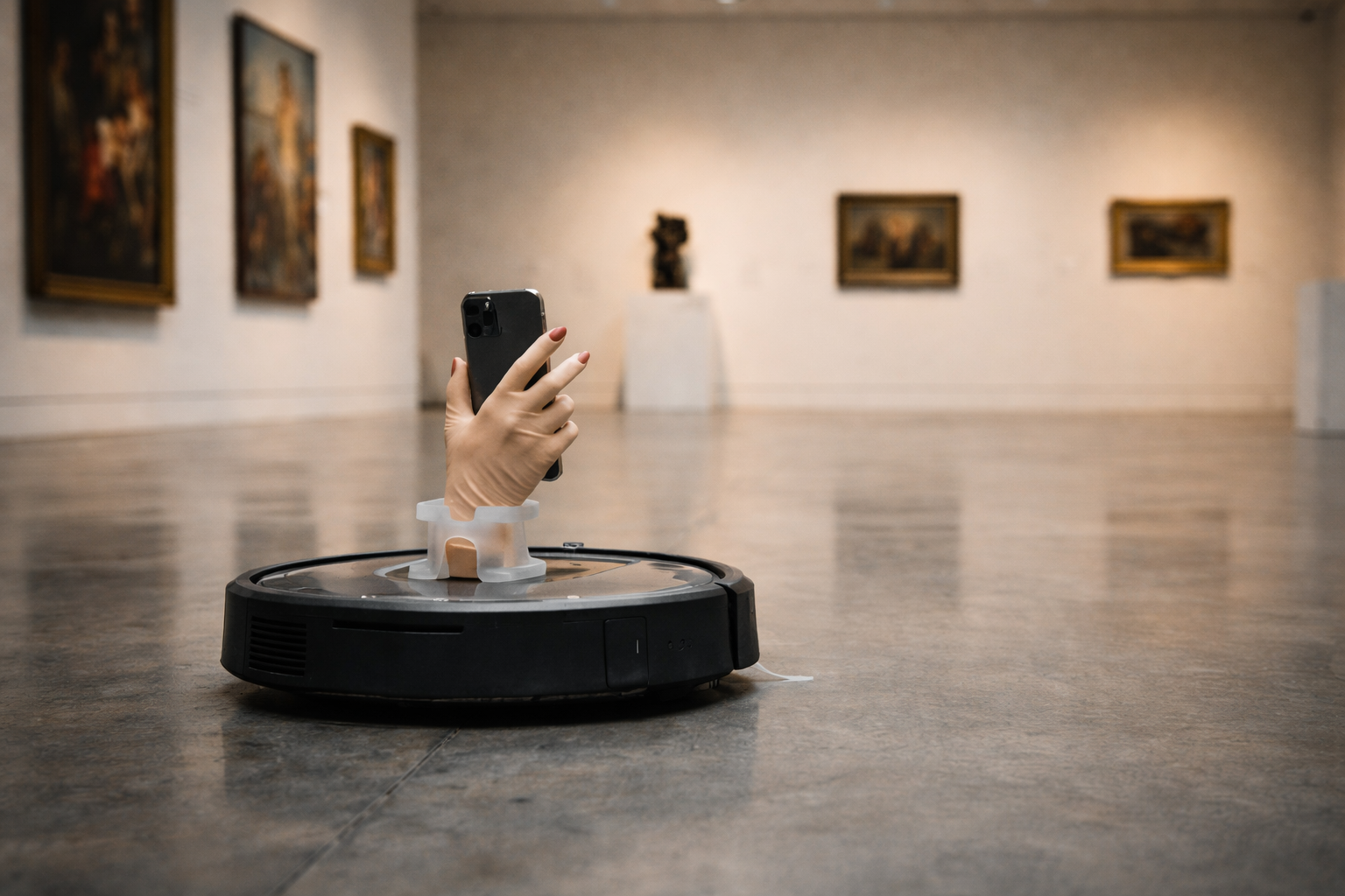 The Roomba navigating gallery space